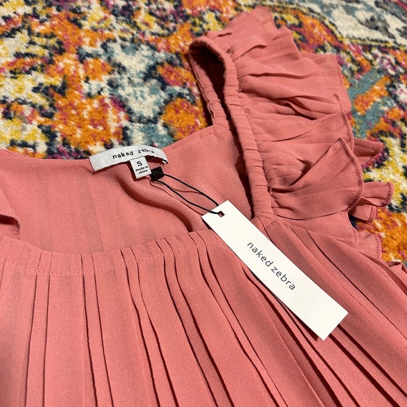 Naked Zebra | NWT Double Pleated A Line Blouse Small - Picture 5 of 5